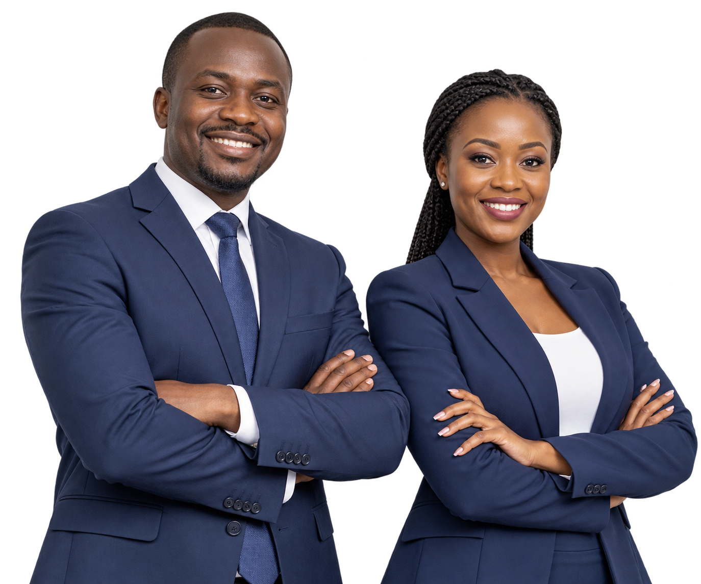 African man and woman wearing business suits